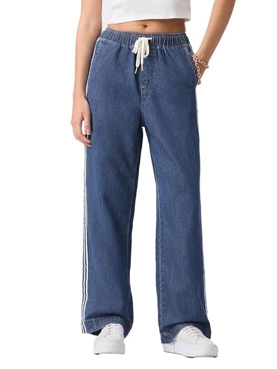 True Blue Pull On Wide Leg Jeans