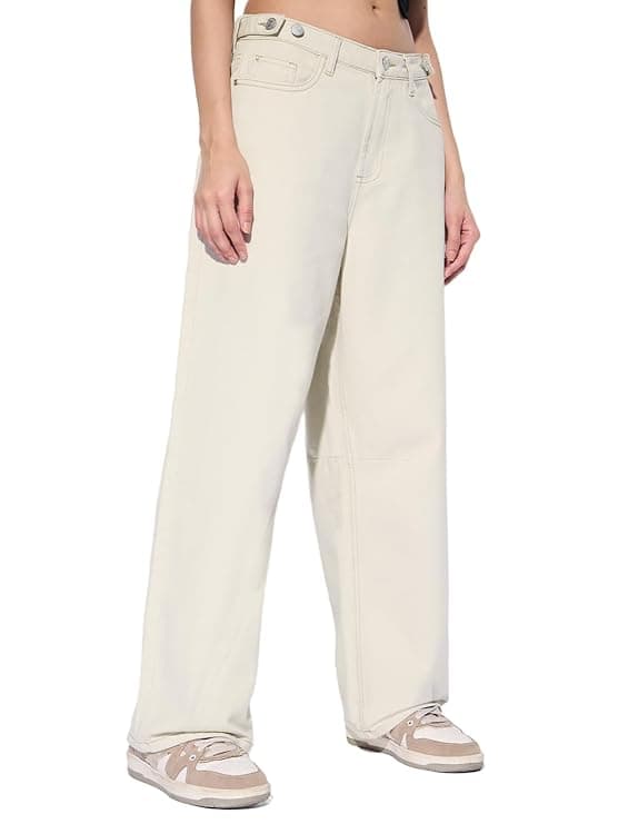 Ivory Dust Barrel Fit Jeans