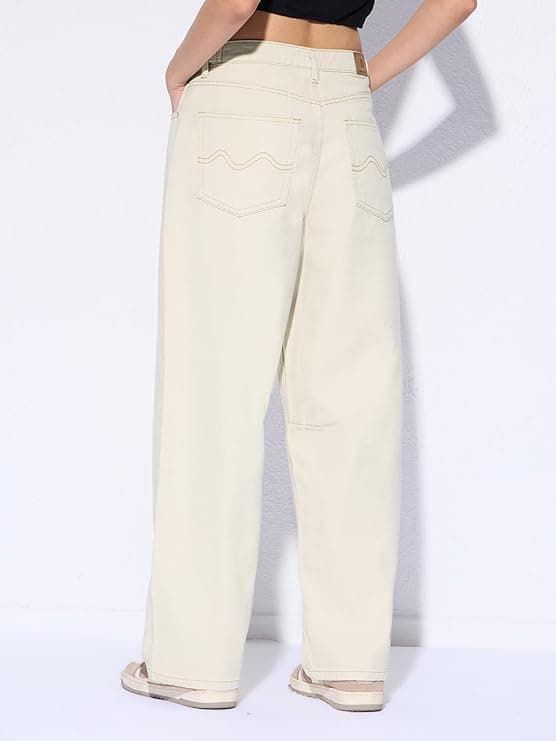 Ivory Dust Barrel Fit Jeans