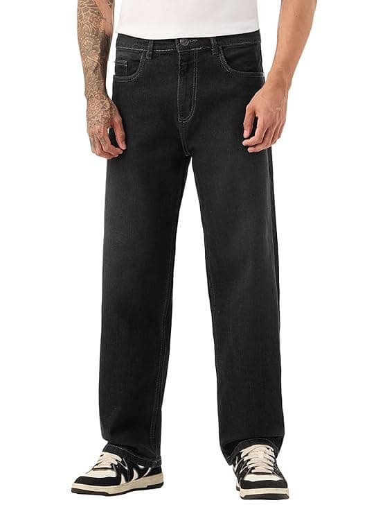 Washed Baggy Fit Denim Jeans