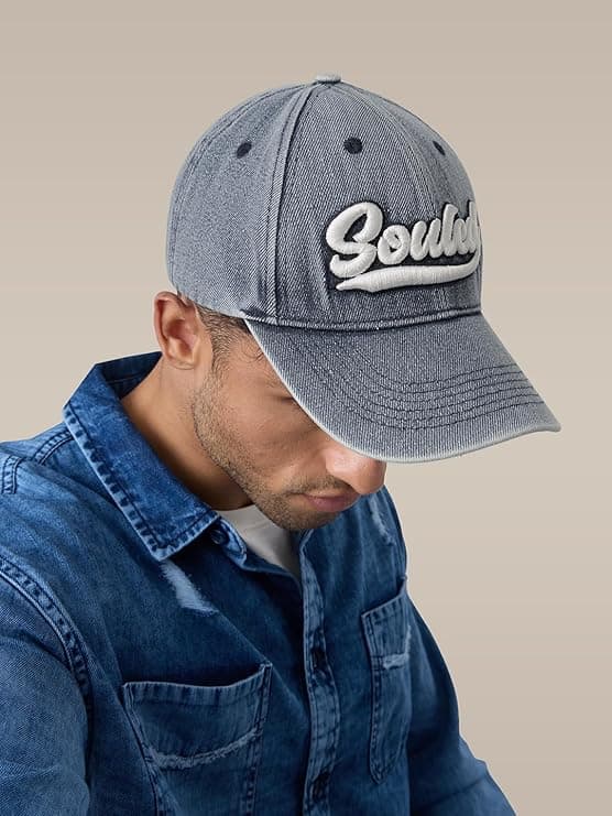 Denim Embroidered Logo Baseball Cap